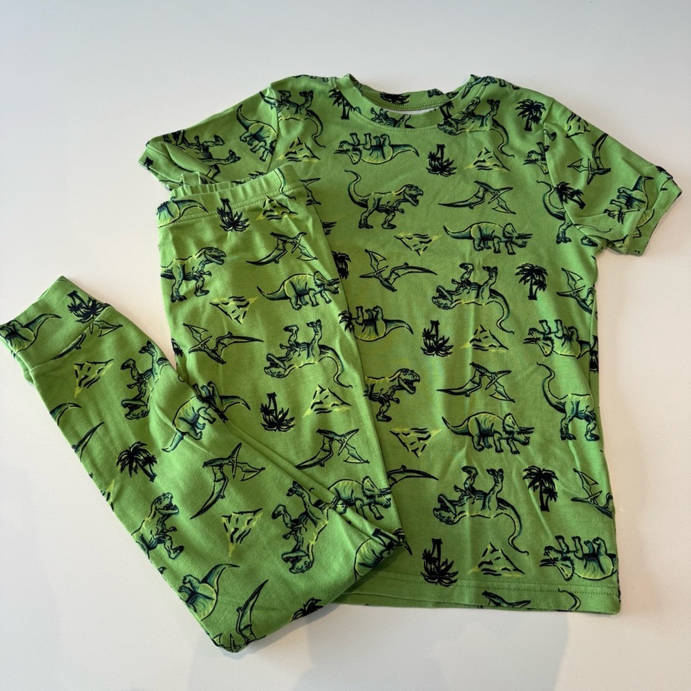 🛍️4 for 20$ / Kirkland Green Dinosaur Print Pajama Set / 10